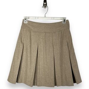 Tailor New York Wool Cashmere Pleated Circle Skirt, Camel Tan, Size 8